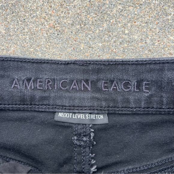 American Eagle Hi Rise Shortie Shorts Black Next Level Stretch - Picture 3 of 5
